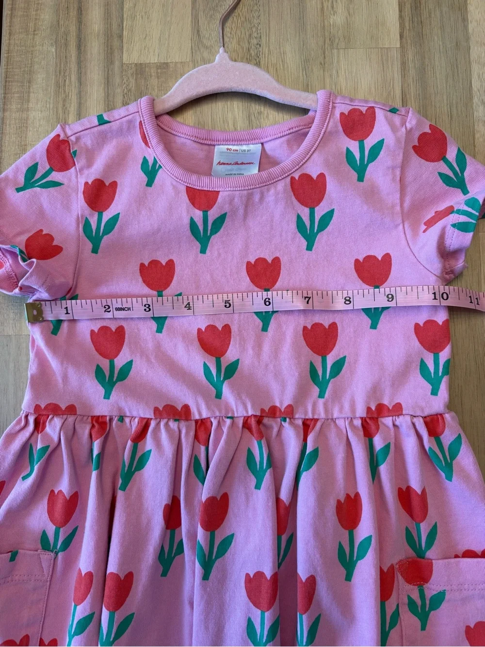 Hanna Andersson Toddler Playground Dress with Pockets Red Tulip Print Cotton 3T